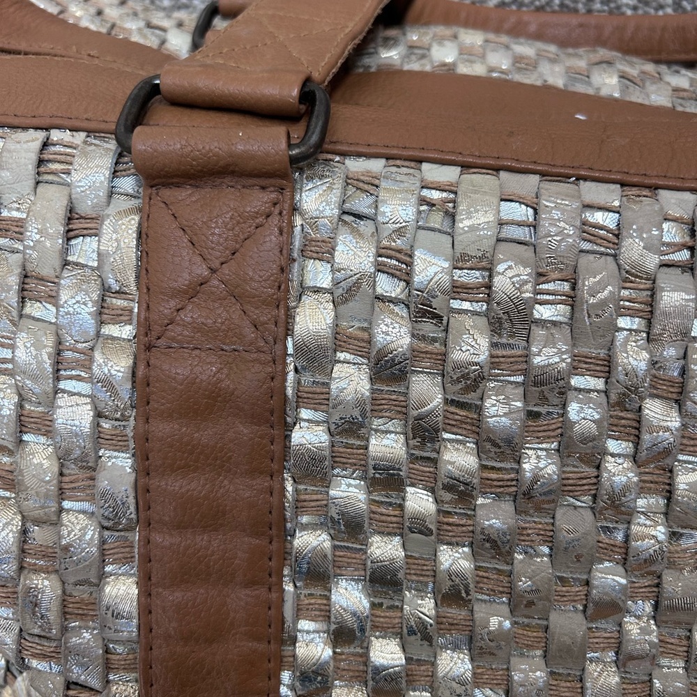 S. S. Leathers woven leather duffle bag. Metallic. Gorgeous twist on classic. - Picture 2 of 16